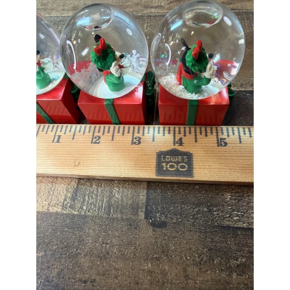 Disney JCPenney Mickey Mouse Christmas Holiday Mini Snow Globes Vintage Lot Of 3
